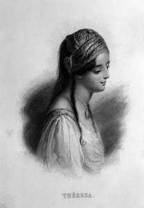 Portret van Teresa Gamba in Guiccioli (19e eeuw) verliefd op de dichter George Gordon Byron. Gravure uit de 19e eeuw door Unknown artist