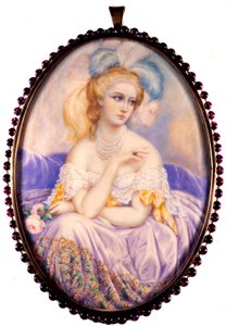 Portret van de Gravin van Castiglione (1837-1899) (Virginia Elisabetta Luisa Carlotta Antonietta Teresa Maria Oldoini). Miniatuur op ivoor door Unknown artist