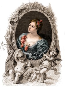 Portret van Theophano, Byzantijnse keizerin van de 10e eeuw. Gravure uit de 19e eeuw door Unknown artist