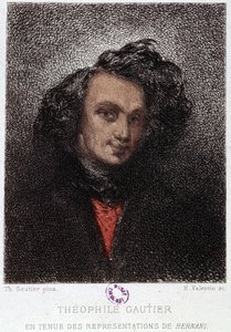 Portret van Théophile Gautier in Hernani door Victor Hugo. 19e eeuw.