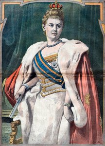 Portret van Wilhelmina, koningin der Nederlanden van 1890 tot 1948 (prent)
