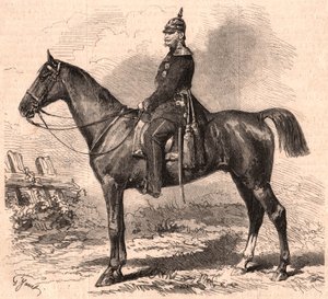 Portret van Willem I in uniform te paard