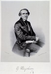 Portret van Duitse operacomponist Giacomo Meyerbeer (1791-1864) Gravure. 19e eeuw. Bologna, civico museo musico