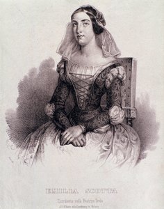 Portret van zangeres Emilia Scotta in de opera Beatrice de Tende