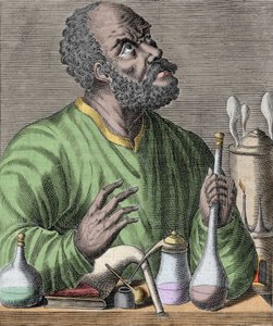 Portret van de Arabische chemicus Geber (Jabir ibn Hayyan) Jabir ibn Hayyan (721-776).