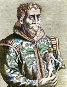 Portret van de Italiaanse schilder Michelangelo Buonarroti bekend als Michelangelo (Michelangelo of Michel Ange)