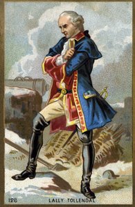 Portret van de Markies van Thomas Arthur, Baron de Tollendal, Graaf van Lally (1702-1766), Franse generaal van Ierse afkomst. Chromolithografie eind 19e eeuw.