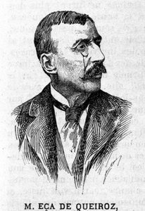 Portret van de Portugese schrijver en diplomaat José Maria de Eça de Queirós. Gravure uit de 19e eeuw door Unknown artist
