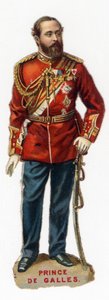 Portret van de toekomstige Prins van Wales Edward VII (Edward 7), koning van Groot-Brittannië en Ierland (1841-1910). Chromolithografie eind 19e eeuw. Privécollectie. door Unknown artist