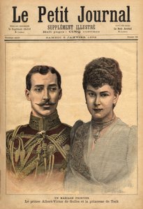 Portretten ter gelegenheid van de aankondiging van hun huwelijk, van prins Albert Victor, hertog van Clarence en Avondale met Mary van Teck, Le Petit Journal, 9/01/1892. door Unknown artist