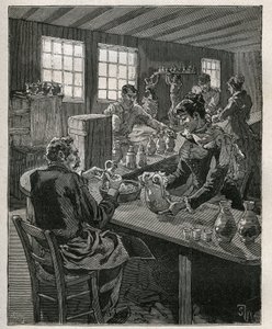 Aardewerk: vullen van aardewerk. Gravure uit 1885 in 