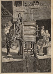 Aardewerk: mechanische vormgeving van holle delen. Gravure uit 1885 in 