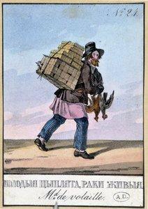 Pluimveehandelaar - Gravure uit de 19e eeuw