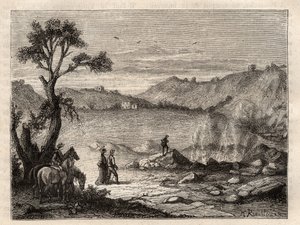 Pozzuoli Solfatara, nabij Napels - Solfatare de Pouzolles, Italië - gravure in 