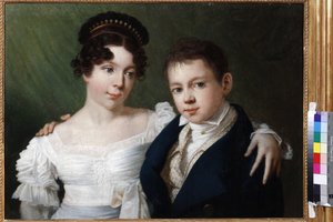 Prins Albert (1809-1872) en zijn zus prinses Alexandrine (1803-1892) van Pruisen door Anoniem. Eind 1810s. Staatsmuseum van A.S. Pushkin, Moskou door Unknown artist