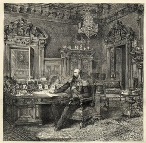 Prins Alexander van Bulgarije (1857-1893), in zijn studeerkamer - Alexander van Battenberg - Portret van Alexander I van Bulgarije of Alexander van Battenberg (1857-1893) in zijn werkkamer - 1886 -