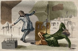 Professor Georges Guillaume (Wilhelm) Richmann (1711-1753) stierf in zijn werkplaats na een experiment met een elektrometer