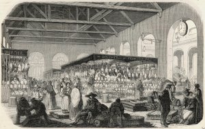Quai des Augustins: Marche de la Vallee - Gravure in Tableau-de-Paris door Edmond Texier