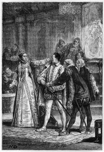 Koningin Elizabeth I van Engeland slaat de 2e graaf van Essex Robert Devereux door Unknown artist