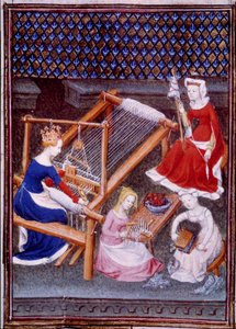 Koningin Tanaquil, vrouw van de Romeinse koning Tarquinius Priscus, aan het weven door Unknown artist