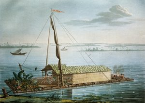 Vlot op de Guayaquil rivier, Ecuador door Unknown artist
