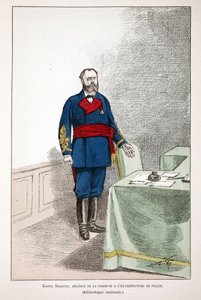 Raoul Rigault (1846-1871), afgevaardigde van de Commune naar de voormalige prefectuur van politie. Kleurenets, voor illustratie 