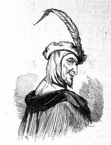 Voorstelling van Mephistopheles (Mephisto), personage uit de legende van Faust. Gravure uit de 19e eeuw