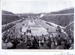Herstel van de Olympische Spelen in Athene: aankomst van Lues, marathonwinnaar door Unknown artist