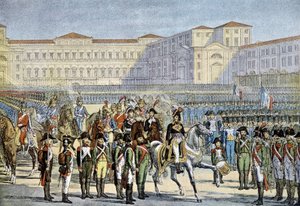 Beoordeling van het Italiaanse leger in Milaan door generaal Murat (1800) door Unknown artist