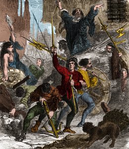 Opstand van de Maillotins tegen belasting: volksopstand die plaatsvond onder het bewind van koning Karel VI van Valois in 1382. door Unknown artist