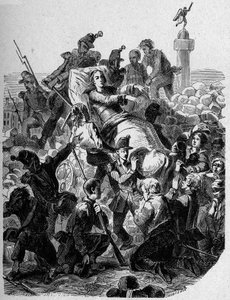 Revolutie 1848: "De aartsbisschop Denis Affre (1793-1848) gewond en op een brancard gedragen in 1848."