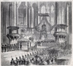 Risorgimento - Viering van Te Deum in de kathedraal van Milaan in aanwezigheid van de koningen van Italië en Frankrijk door Unknown artist