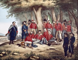 Risorgimento: de Italiaanse patriot Giuseppe Garibaldi gewond in Aspromonte, 29/08/1862 door Unknown artist