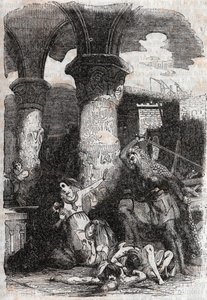 Rodomont slacht de inwoners van Parijs af - gravure van 1851 uit 