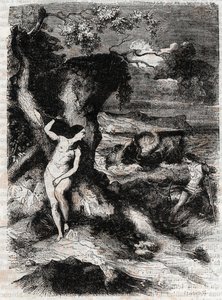 Roland bevrijdt Olympe - gravure van 1851 uit 