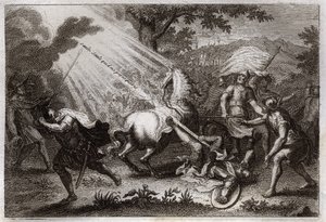 Royaumont Bijbel, Nieuwe Testament: Bekering van St. Paulus op weg naar Damascus. Hij hoort de stem van Jezus Christus die tegen hem zegt 
