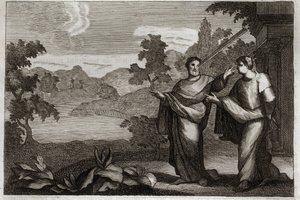 Royaumont Bijbel, Nieuwe Testament: Oordeel niet over anderen. Wanneer je een balk in je oog hebt, moet je je niet druk maken om een splinter uit het oog van je broer te halen (Parabel van de splinter en de balk). Illustratie uit 1811. door Unknown artist