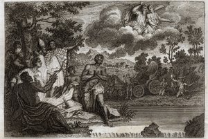 Royaumont Bijbel, Nieuwe Testament: Doop van de eunuch. Sint Filippus Diaken verkondigt het geloof aan een eunuch van de koningin van Ethiopië en doopt hem. Illustratie uit 1811. door Unknown artist