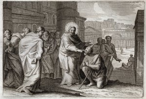 Royaumont Bijbel, Nieuwe Testament: De blinde genezen. Jezus Christus geneest wonderbaarlijk de blinde. Illustratie uit 1811. door Unknown artist
