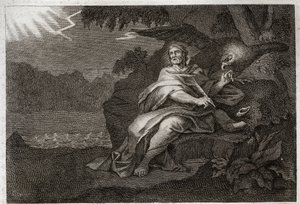 Bijbel van Royaumont, Nieuwe Testament: De evangelist Sint Jan met de adelaar. Illustratie uit 1811.