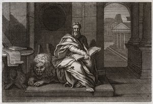 Royaumont Bijbel, Nieuwe Testament: De evangelist Sint Marcus met de leeuw. Illustratie uit 1811.