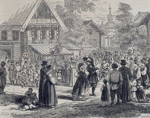 Rusland (19e eeuw). Feest in een dorp. 1879 door Unknown artist