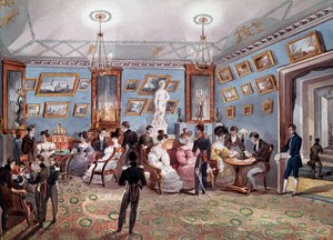 Russische samenleving: een sociale beurs in Sint-Petersburg. Lithografie rond 1830. Sint-Petersburg, Hermitage Bibliotheek door Unknown artist