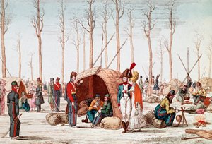 Russische soldaten bivakkeren op de Champs-Elysees, Parijs, Frankrijk, 31 maart 1814 door Unknown artist