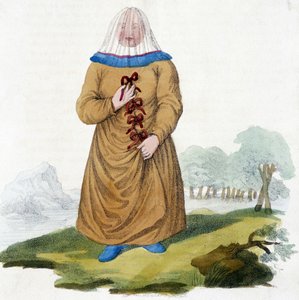 Russische vrouw van een Ostiak stam in traditionele kleding (Khanty of Khante: Paleosiberische jagers, gevestigd in het bosgebied van de midden Ob-vallei) door Unknown artist