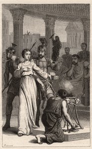 Sint Blandina - Sint Blandine (martelaar 177) weigert te offeren aan afgoden - gravure in 