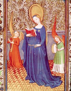 Sint Cecile omringd door twee engel muzikanten door Unknown artist