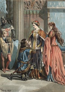 Saint Louis (1214-1270), koning van Frankrijk, en zijn moeder Blanche de Castille (1188-1252). gravure uit 1881 in 