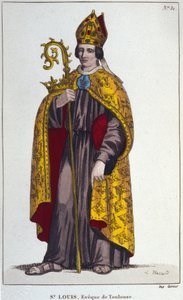 Saint Louis van Toulouse of Saint Louis van Anjou. Kleinzoon van Saint Louis (1274 tot 1297), bisschop van Toulouse. Gravure uit 1830 door Unknown artist