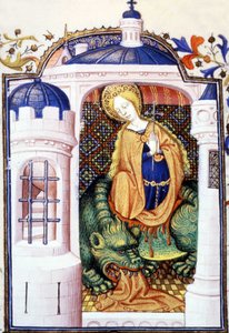Sint Martha en het Monster Tarasque. 15e-eeuws manuscript.